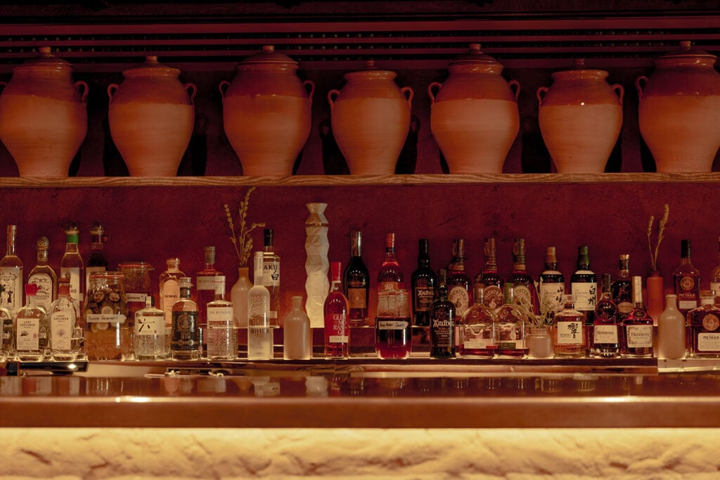 The back bar at Kamara, Soho